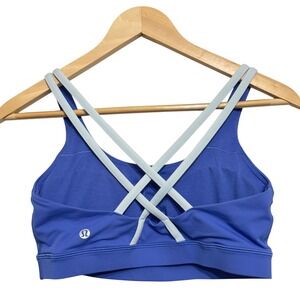 Lululemon Energy Bra 8 Blue Wild Bluebell Ice Cave  Strappy Back